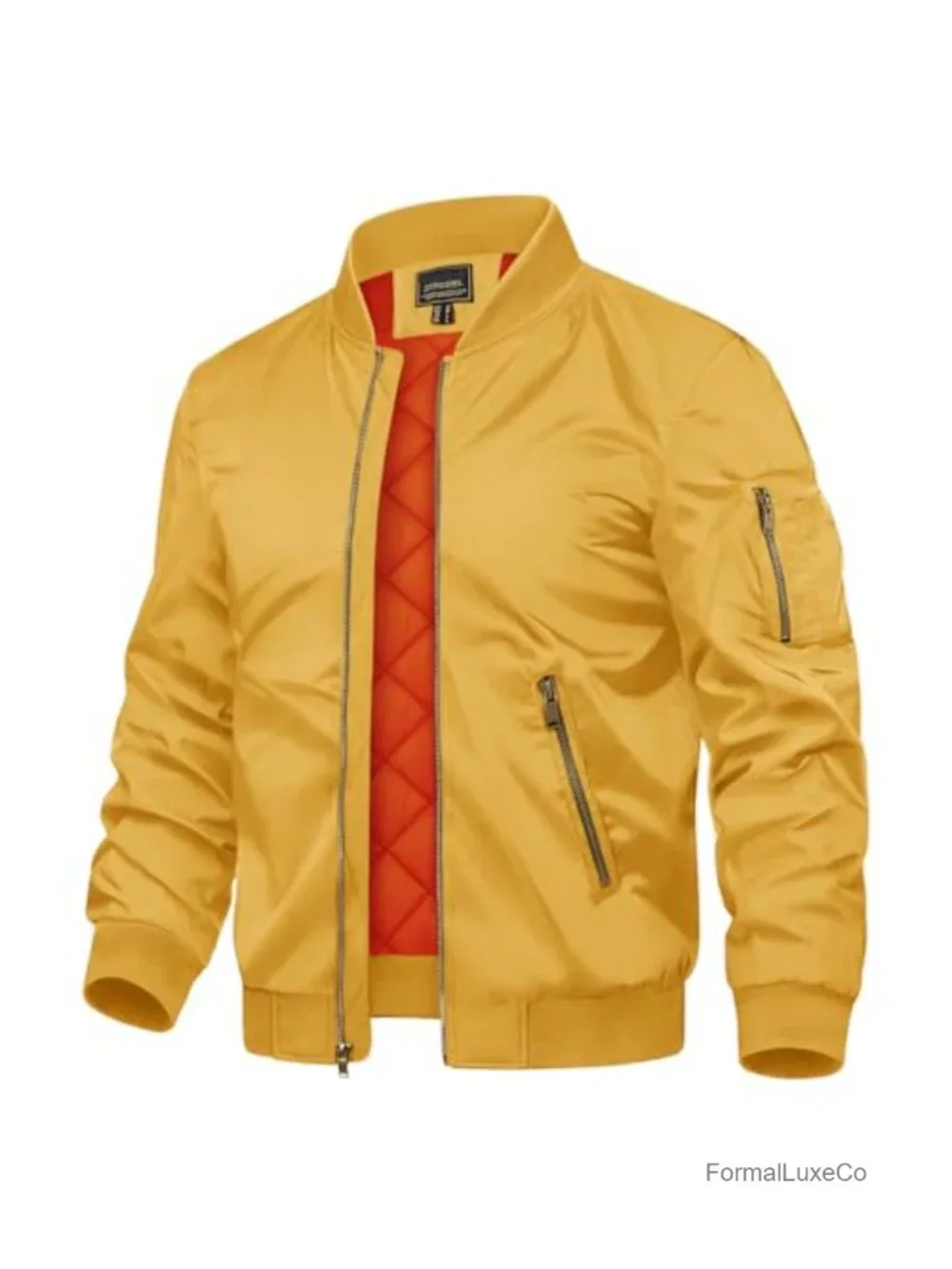 Men's Full Zip Bomber Jacket Windbreaker Padded Coat with Zipper Pockets